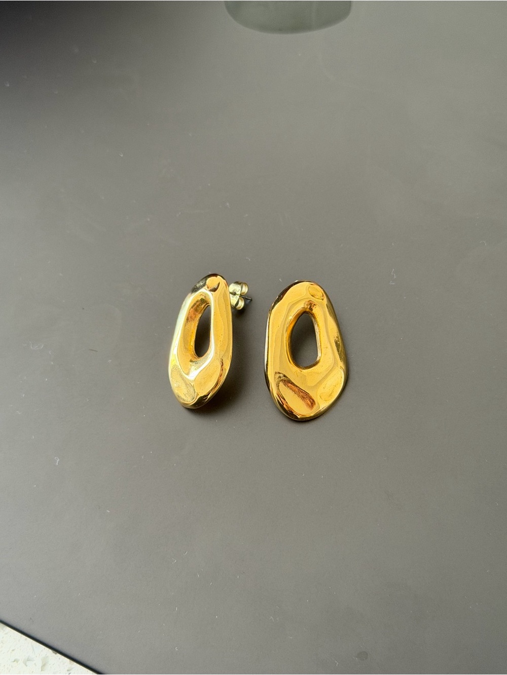 Gold Organic Drop Stud Earrings - Women Jewelry